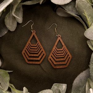 Dark wood detail laser-cut earrings